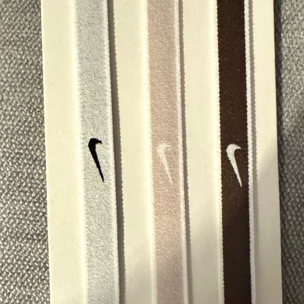 NEW Nike swoosh sport headbands x3, brown, tan, gray, thin
